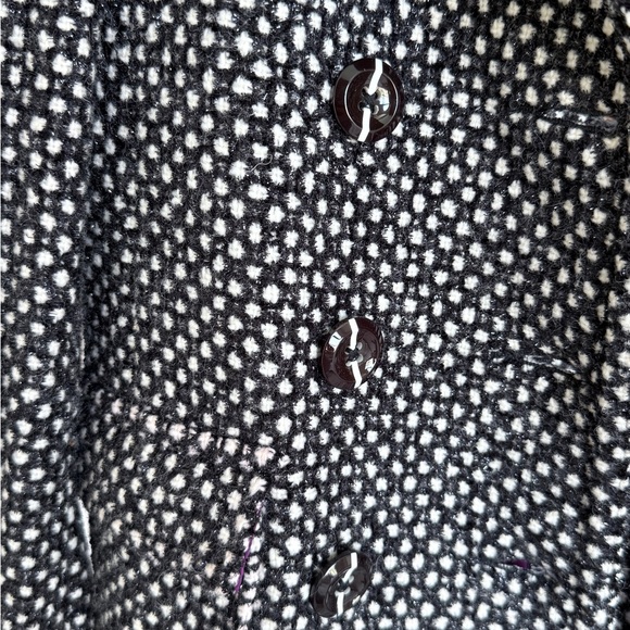 Alice+ Olivia Women's Black and White Polka Dot Pea Coat - Picture 5 of 10